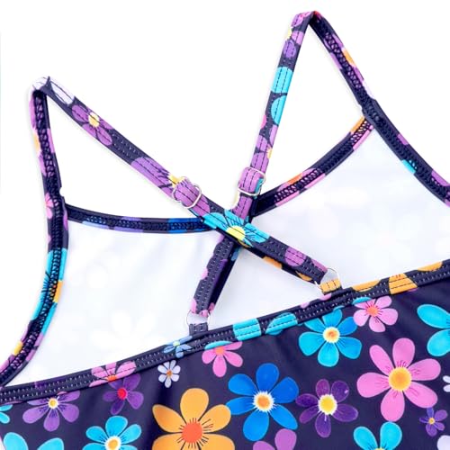 Image of Girls Swimsuit One Piece Bathing Suit with Adjustable Straps Cute Little Kids Swimming Suits Beach Swimwear 4T-12