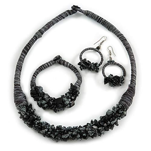 Juego de pulsera, collar de 56 cm y pendientes de piedra para regalo especial
