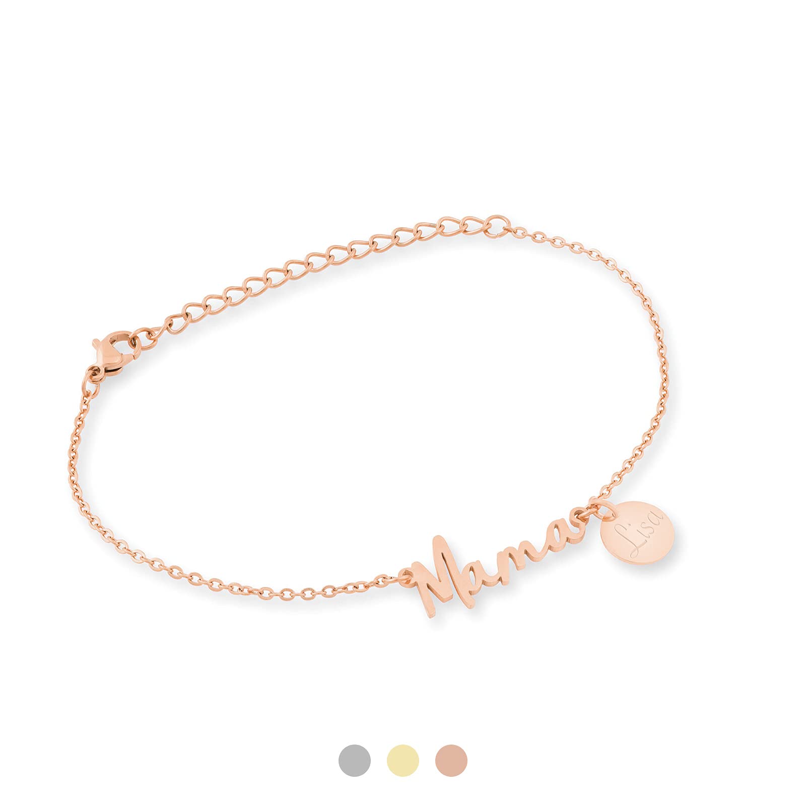 MAEVA – Mama Armband mit Namen Gravur | Personalisiertes Geschenk | Persönlicher Schmuck | Farben Silber Gold Roségold | Geschenkidee zur Geburt Muttertag