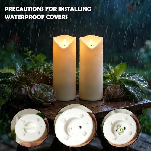 Image of Nimiko Solar Outdoor Waterproof Flameless Candles - 2 Pack Solar & Battery Operated LED Candles, White (D4 x 10 inch /10 inch /Pairing) for Garden, Patio, Outdoor Decoration