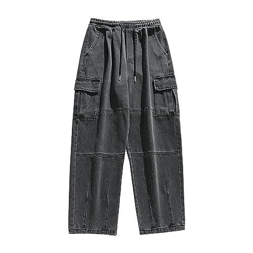 Jeans de patinage hip hop large pour homme pantalon cargo skateboard vintage unie