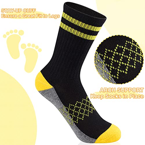 Comfoex Boys Crew Socks Half Cushioned Athletic Socks Cotton Calf Socks For Big Little Kids 6 Pairs #TOP3