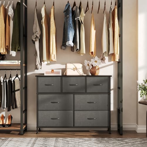 schwarzer Oxford-Stoff mit integriertem Griff (105 Zeichen) - Detailansicht von CAIYUN 7-Schubladen Kommode Schwarz Test...