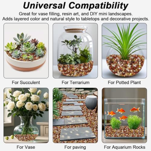Image of Decorative River Pebbles for Vase Fillers Aquarium Potted Plant Landscaping | Ornamental Gravel Stones, Natural DIY Rocks for Resin Art, Home Garden & Fish Tank Decoration (Three Colors,10 Pounds)