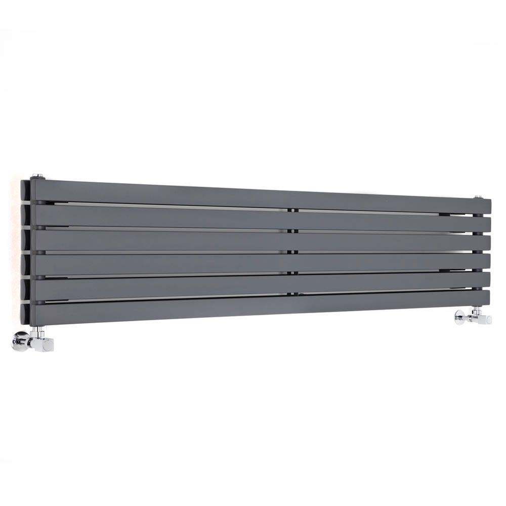 Milano Anthracite Capri Horizontal Double Flat Panel Radiator - 354Mm X 1790Mm