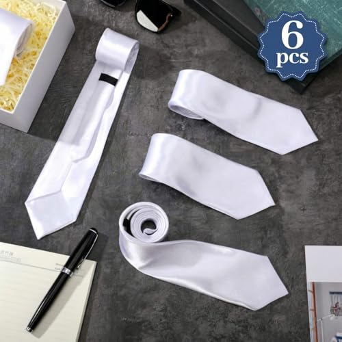 Image of Syhood 6 /12 /24 Pcs Men Ties Set Solid Satin Pure Color Business Formal Necktie Tie 57 inch for Men Occasion Wedding