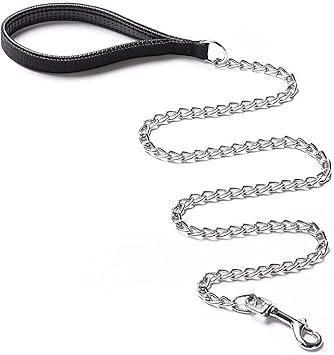 RvPaws Heavy Duty Dog Leash - Metal Dog Leash Dog Chain with Padded Handle for Medium and Large Size Dog