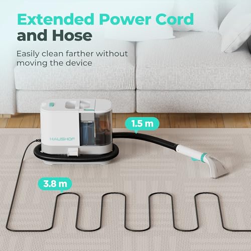 HAUSHOF Carpet Cleaner with 750 ml Cleaning Solution, Portable Spot Cleaner with Extra-Large 1300 ml Dirty Water Tank for Pet Stain, Car Spot, Area Rugs and Stair - Image 8