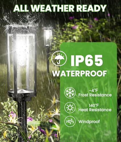 BITPOTT Bright Solar Pathway Lights, 2 Pack Solar Lights Outdoor Waterproof IP65, Auto On/Off Pathway Landscape Lighting, Outdoor Light for Yard Garden Walkway Landscape Lawn Patio Lighting — view 6