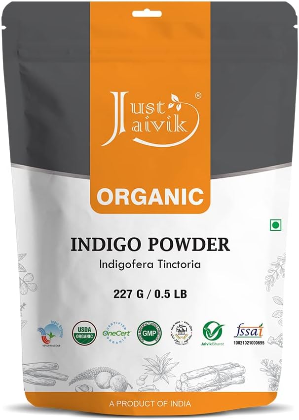 100% Natural Indigo Powder for HAIR- 227 gms / 1/2 LB Pound / 08 Oz - Indigofera Tictoria- A 100% Natural Dye - Color your hair dark brown to black with Henna