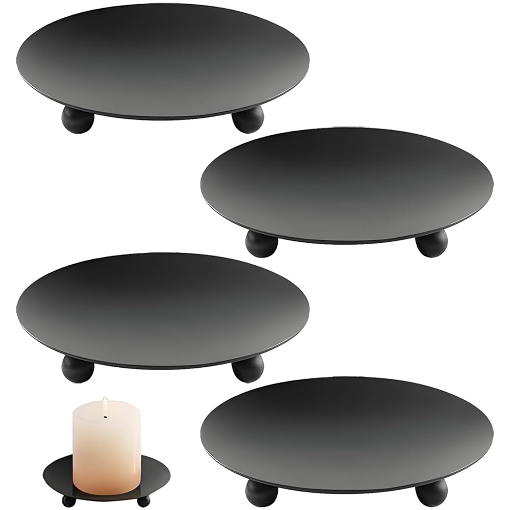 Bougeoirs ronds en métal noir pour centre de table de Noël et mariages