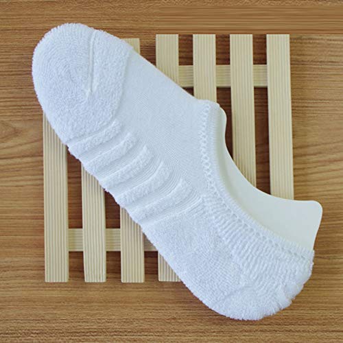 GCBTECH - Calcetines deportivos para hombre, calcetines de cuarzo, suela de rizo, calcetines para barcos, antideslizantes, algodón Blanco 39/43 EU