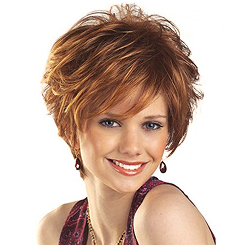 HAIRCUBE Natural Short Fluffy with Bangs Synthetic Wigs for Women(Color 30)