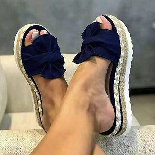 beiousalie Wedge Sandals for Women, Slip on Comfortable Travel Slippers for Women Retro Large Size Summer Mules Shoes2