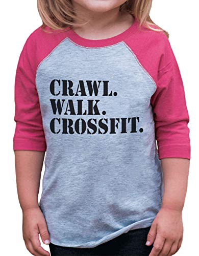 7 ate 9 Apparel Kids Crawl Walk Crossfit Pink Baseball Tee 3T
