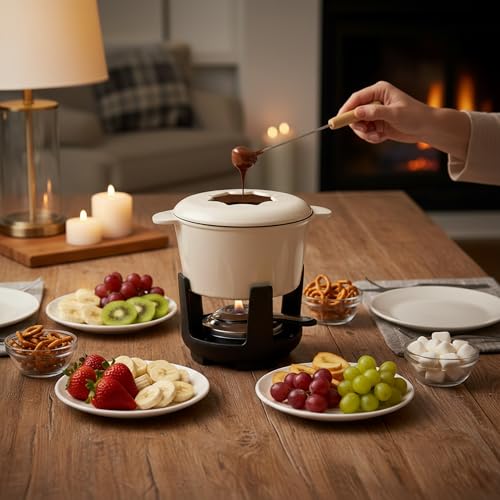 BBQ-Toro Zestaw do fondue z żeliwa dla 6 osób | 1 litr | Zestaw do fondue 13-częściowy z palnikiem i widelcami | Zestaw do fondue, zestaw do serowego fondue, zestaw do mięsnego fondue, zestaw do