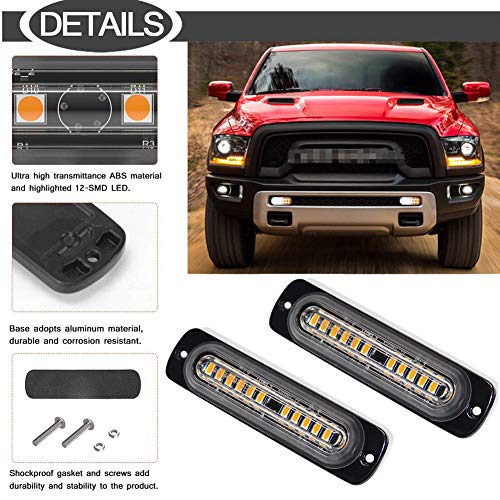 Amber Led Strobe Lights 12 LED Emergency Strobe Lights Surface Flush Mount Grill Flashing Strobe Lights LED Warning Light Bar Side Marker Emergency Safety Light Kit for 12V Tow Trucks Vehicle (12 LED)