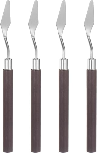 Miniatura 1 de 4 cuchillos de paleta n. 6 de 0.472 in de ancho de acero inoxidable pequeña espátula puntiaguda cuchillo de paleta de pintura con mango de madera