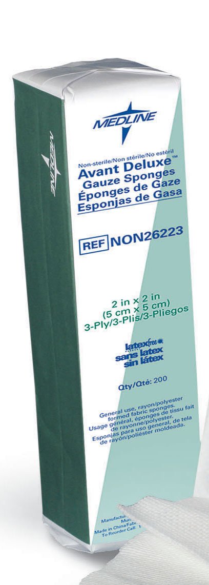 Medline Deluxe Non-Sterile Nonwoven 4-Ply Gauze Sponges, 4" x 4", Ideal for Wound Dressing, Pack of 200