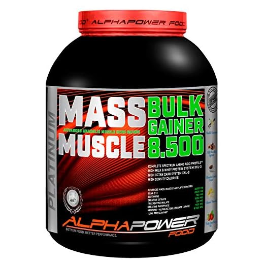 ALPHAPOWER FOOD Maas - Whey, Muscle Weight Gainer I Mega, Muskelmasse & Muskelaufbau - Protein - Eiweiß, Kohlenhydrate – Pulver - Shake für Hardgainer, 5kg Schoko Cookie + Creatin, Bcaa, MCT Öl