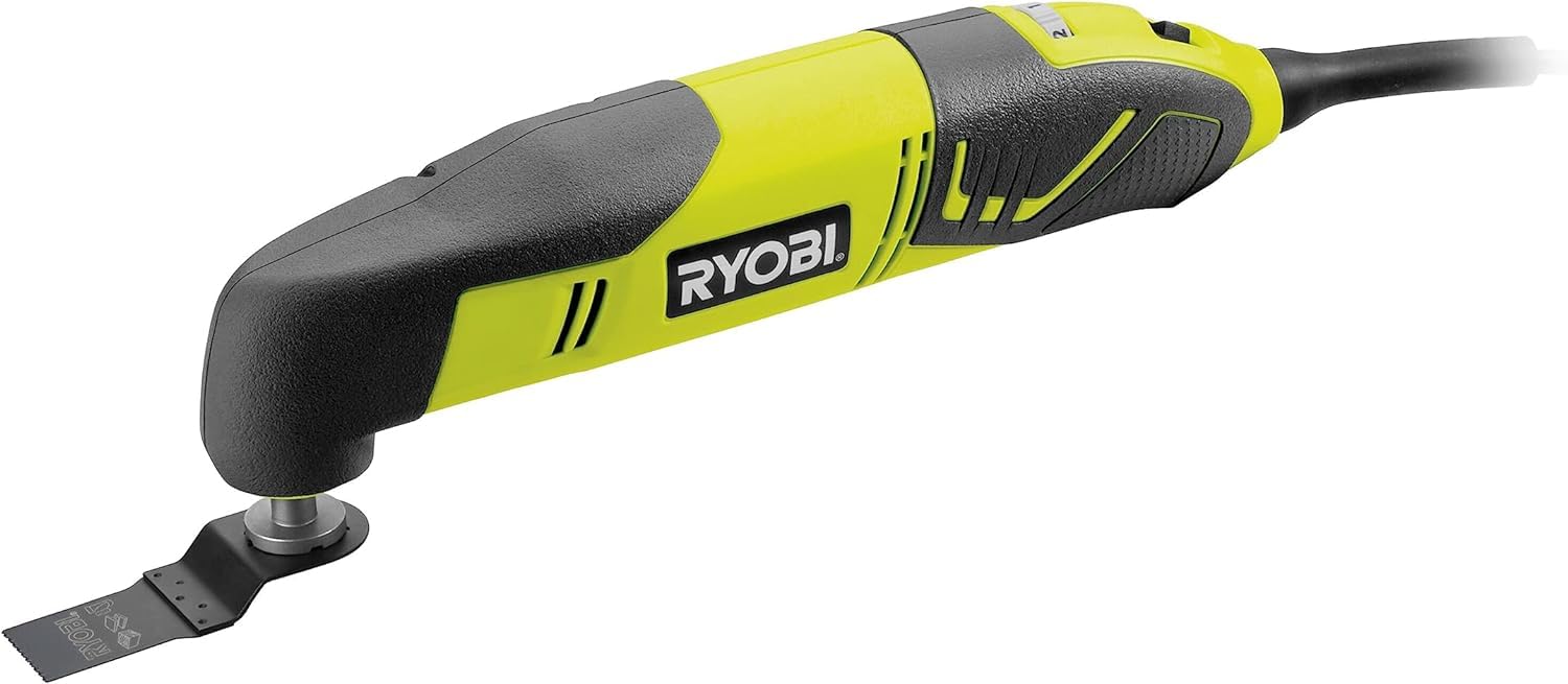 Ryobi RMT200S, Utensile Multifunzione 200W con Cavo Elettrico, Variatore di Velocità, 10,000-20,000 oscill./min, Impugnatura GripZone, Adattatore Universale, Accessori Inclusi