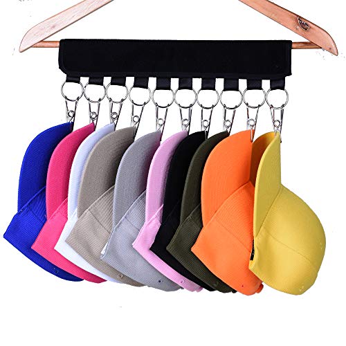 LEKUSHA 4 Pack Cap Organizer Hanger, 10 Baseball Cap Holder, Hat Organizer for Closet - Change Your Cloth Hanger to Cap Organizer Hanger - Keep Your Hats Cleaner Than a Hat Rack - Black