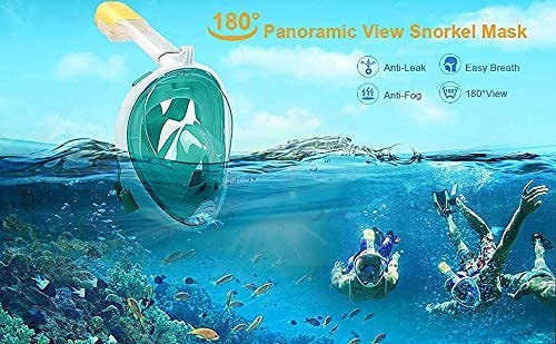 TRAY 180° Panoramic View Snorkel Mask Full Face Scuba, Dive and Swim Set for Kids Youth Adult Women Men | Easier Breath with Dry Anti-Fog Anti-Leak for Travel Beach Sea Underwater Swimming Pool(L/XL) 1