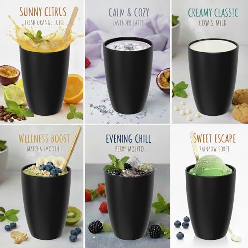 Image of 6PCS Wheat Straw Cups, 20 OZ Reusable Black Plastic Cups for Party | Lightweight & Unbreakable Cups for Lemonade & Soda - Plastic Cups for Pool Party