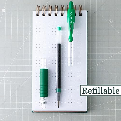 Image of Pilot G2 Retractable Premium Gel Ink Roller Ball Pens, Extra Fine Point, Green Ink, Dozen Box (31005)