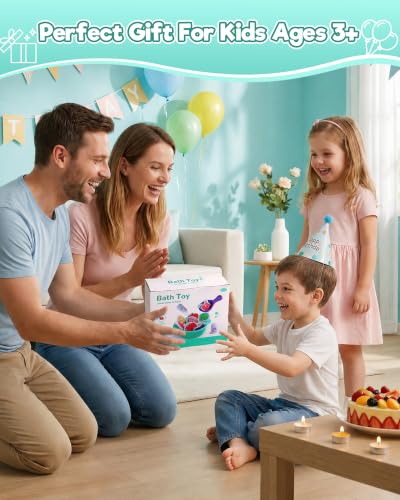 Bath Toys for Kids Ages 4-8 3-5 Play Food Mold Free Bathtub Water Toys 16 Pcs Floating Foam Vegetables & Seafood Pretend Play Cooking Toddler Bath Toys Set Gifts for Girls & Boys - Image 9