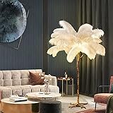 LZH FILTER LED Stehlampe Schlichtes Design, Moderne Feder-Stehlampe mit Schirm, Goldener Lampenkörper Leselampe, Dimmbare, superhelle stehende hohe Stimmungsbeleuchtung