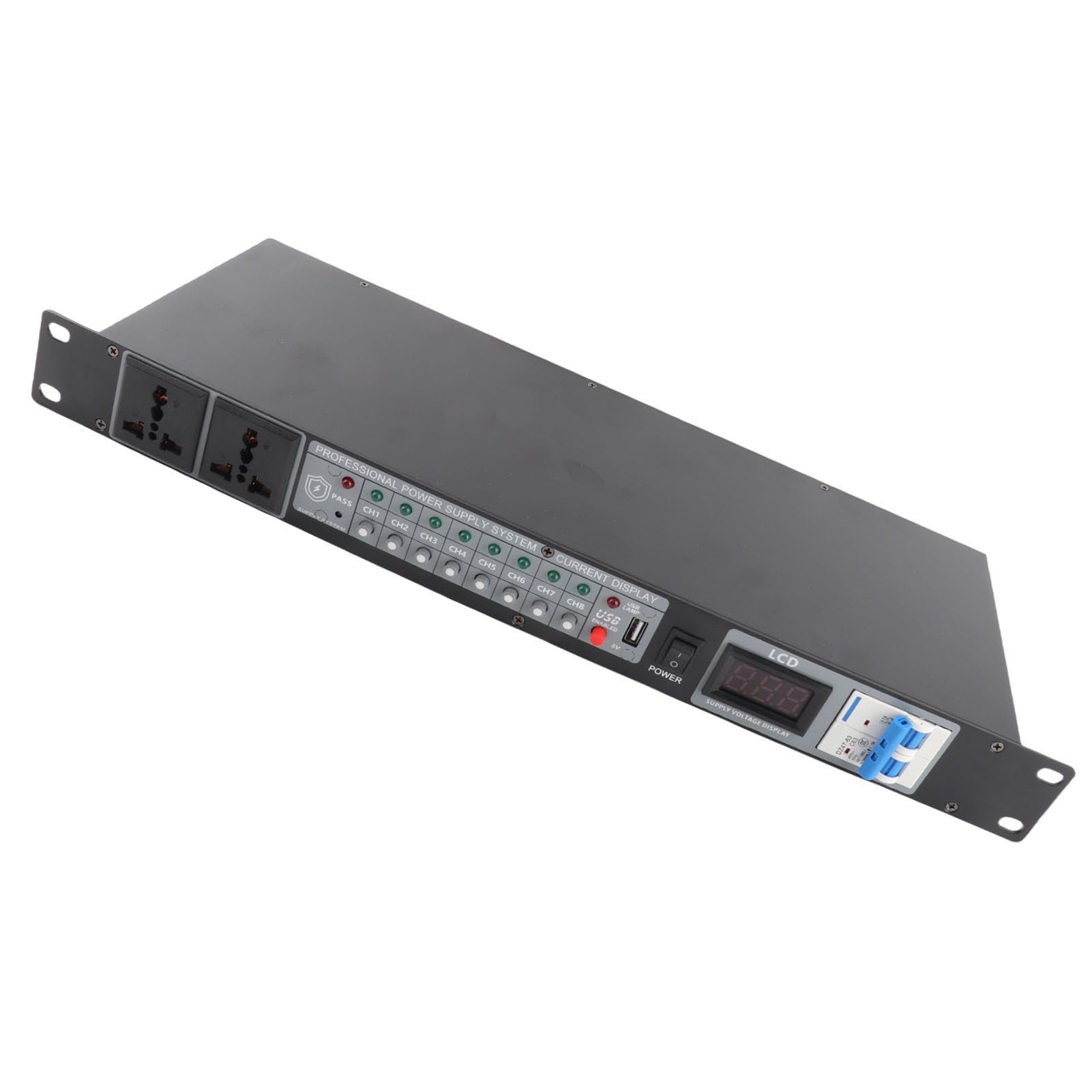 Tbest Secuenciador de Potencia Controlador de Pantalla de Voltaje Profesional de 10 Canales Amplificador de Etapa de Alto Equipo para Sistemas de Sonido (Enchufe de la UE)