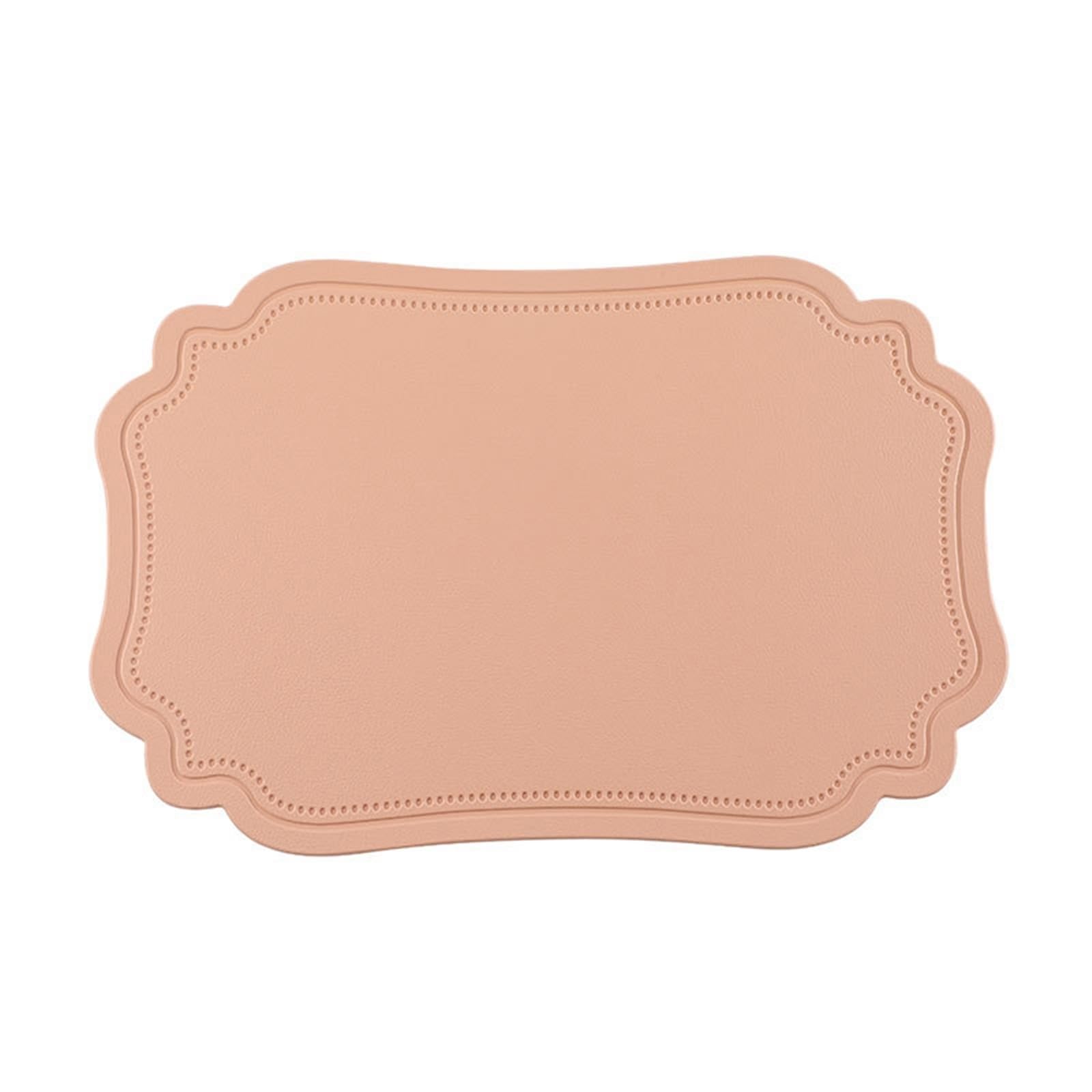 Juego de 6 manteles individuales, color rosa, de piel de PVC, rectangular, monocolor, irregular, para bodas, restaurantes, cocina, 30 x 45 cm