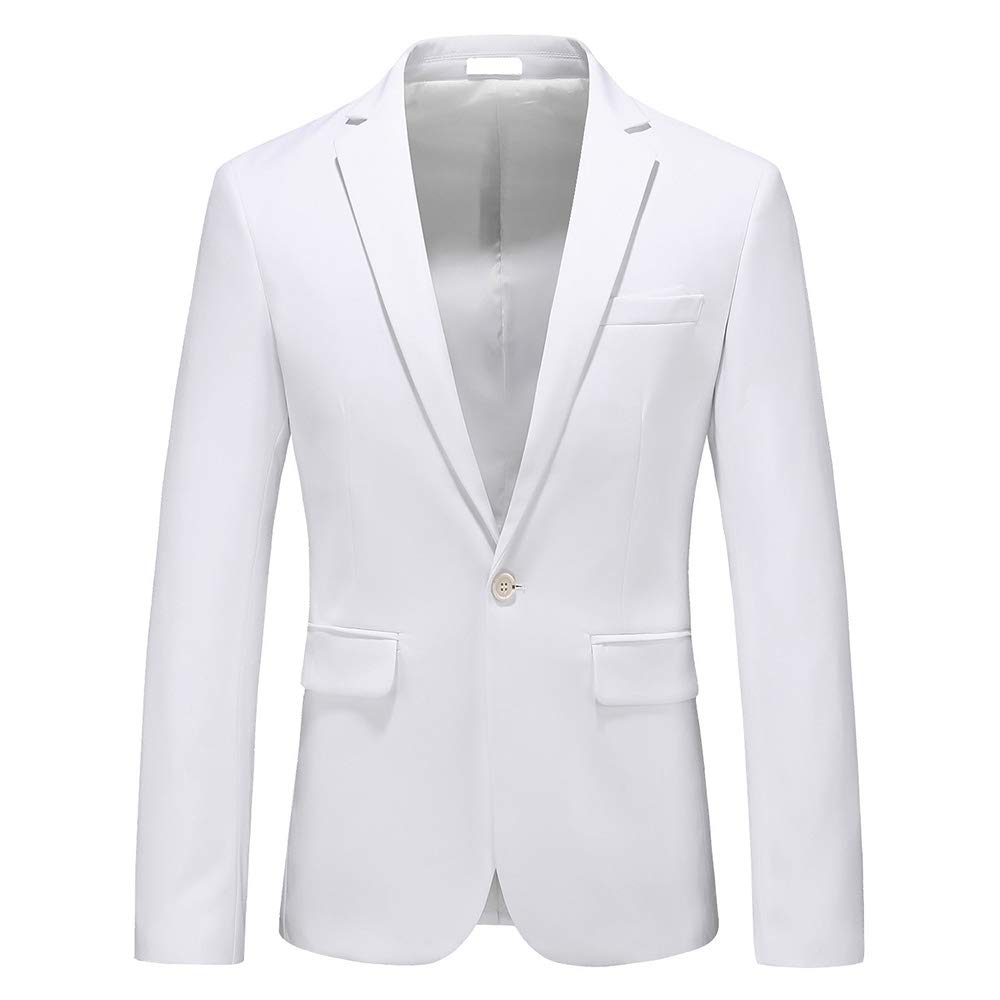 UNINUKOOMen's Jacket Slim Fit Casual Blazer One Button Notched Lapel Turn-Down Collar Suit Jacket Blazer