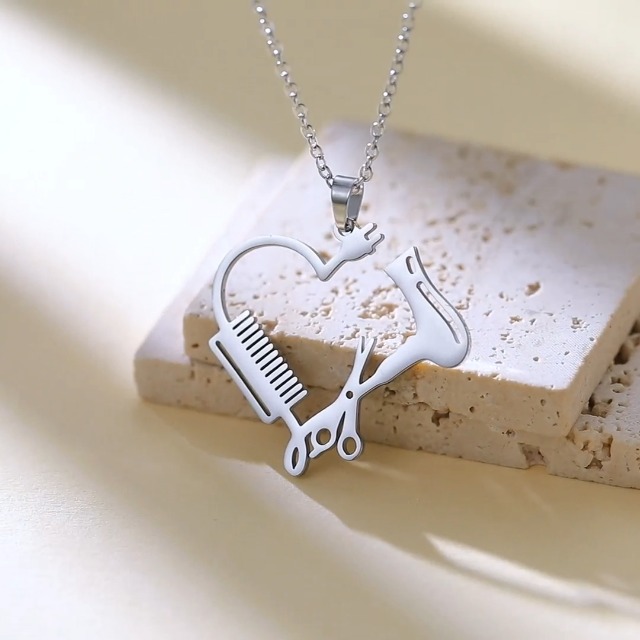 EUEAVAN Bracciale Regolabile Con Ciondoli Forbice E Pettine In Acciaio Inox, Gioiello Per Parrucchieri E Barbieri, Regalo Idea Per Stilisti E Toelettatori, Confezione In Velluto - 2