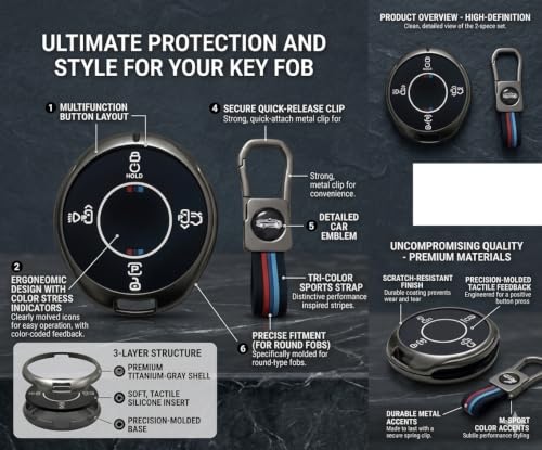 Image of Premium Metal Car Key Case Cover Compatible with Tata Harrier EV Electric 2025 / 2026 8 Button Smart Key Only (Black)