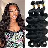 BSTDAE Body Wave Bundles Human Hair 16 16 16 Inch 3 Bundles Human Hair 10A Grade 100% Unprocessed Brazilian Virgin Hair Body Wave 3 Bundles Human Hair Extensions Natural Color