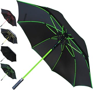 60MPH Windproof EXTRA STRONG - StormDefender Jumbo Umbrella - Striking Reinforced Fiberglass Frame - For 1 or 2 Persons - Auto Open - Non Slip Tyre Style Handle - Black