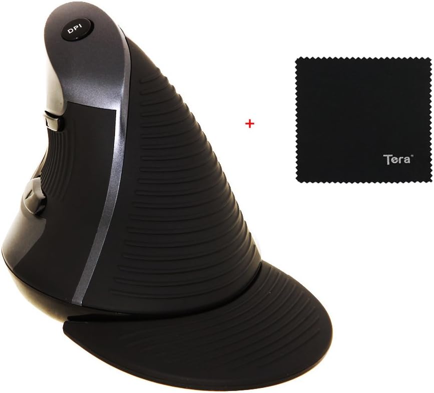 Tera Wireless Vertical Upright M618 Laser Mouse Ergonomic Gaming USB Healthy with Tera Dust Cloth