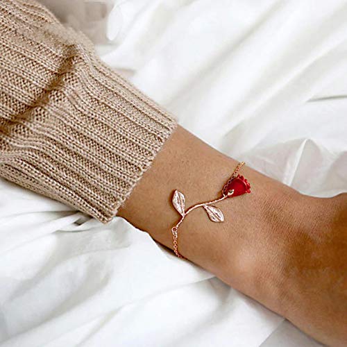 Pulseira de Rosa Flor Botão (Dourado Rose)