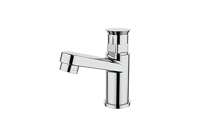 DULCET - Soft Touch Push Type Pillar Cock Full Brass (Pack of 1) Automatic Chrome Finish (ST114-01)