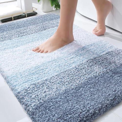OLANLY Bathroom Rug Mat 30x20, Microfiber, Non-Slip, Blue