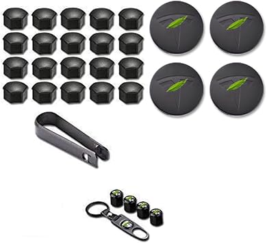 Exterior Decoration 4 Wheel Center Caps and 20 Lug Nut Covers & Air Cap Covers Compatible with Model X S 3 Y