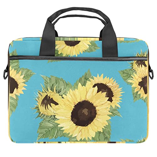 Sac à bandoulière pour ordinateur 13-14.5" bleu à motif tournesol