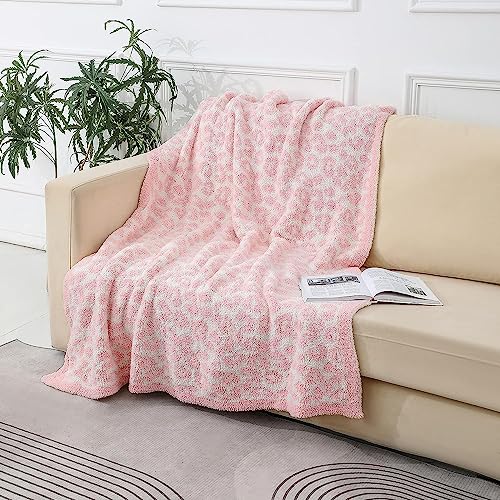 DOOWELL Throw Blankets, Leopard Print Ultra Soft Fleece Blanket, Suitable for Chair Sofa Couch Bed Travel Blanket(50"x60", Pink)