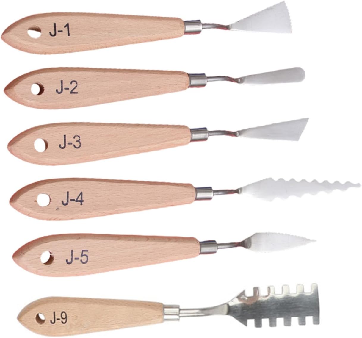 6pcs Oil Painting Knives Stainless Steel Spatulas with Wood Handles