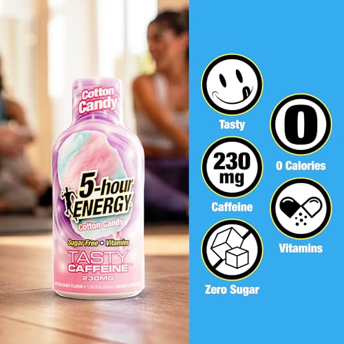 Image of 5-hour ENERGY VARIETY PACK Cotton Candy, Birthday Cake & Fruity Rainbow Flavors, 30 Count, 1.93 Fl Oz Energy Shot, Extra Strength, Amino Acids, B Vitamins, Sugar Free and Zero Calories