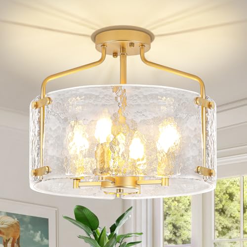 ZSMIHDOH 4-Light Gold Semi Flush Mount Ceiling Light...