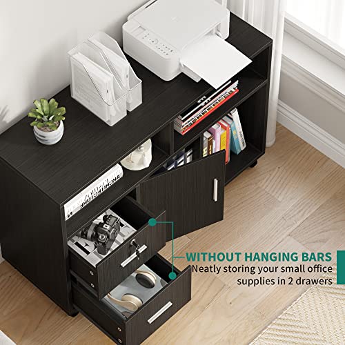 Yitahome 2 Drawer Wood Lateral File Cabine, Mobile Storage Cabinet With Lock, Printer Stand For Home Office, Black #TOP3