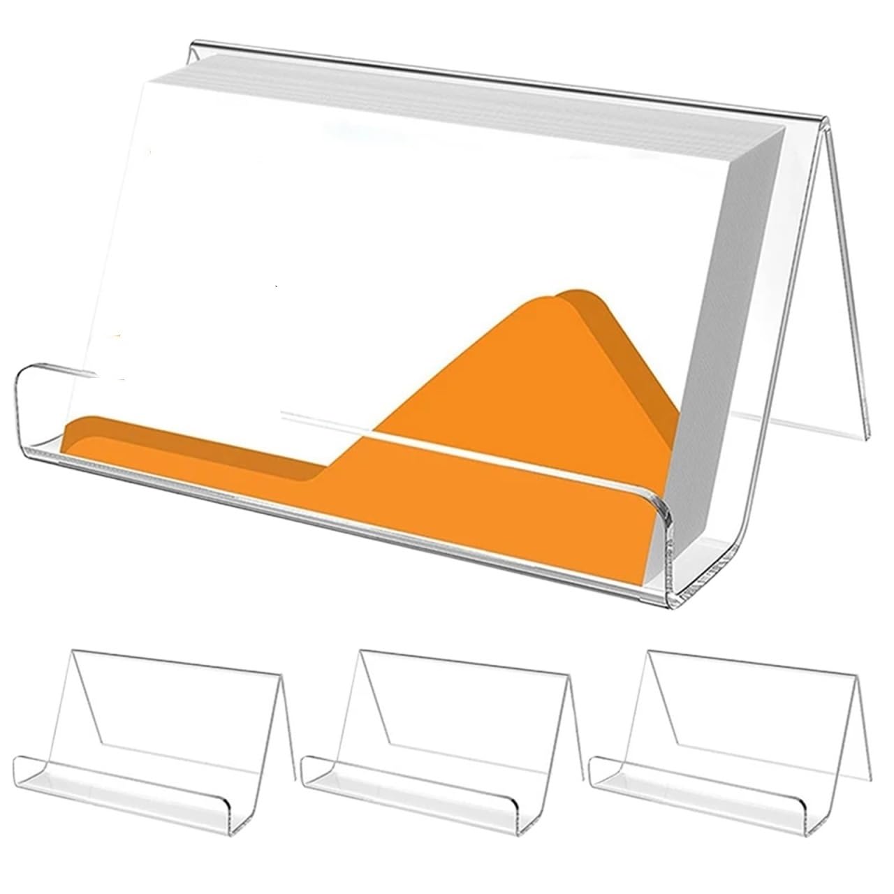 Yangshe 20pcs Clear Acrylic Business Card Holder Stand Desk Display Rack for Office Restaurant